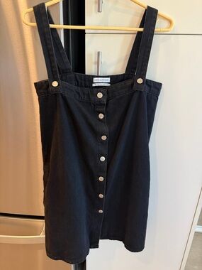 Urban Outfitters Black Button-Front Denim Pinafore
